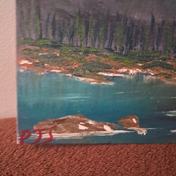 Hand Panted Cardstock Canvas Oil Paint Acrylic Paint Card Canvas Dark Mountains - Picture 4 of 6